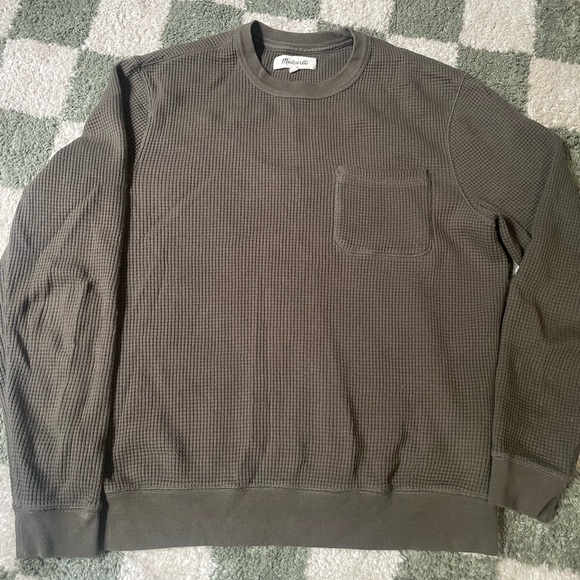 Madewell Men's Waffle Thermal Shirt in Olive - Picture 1 of 5